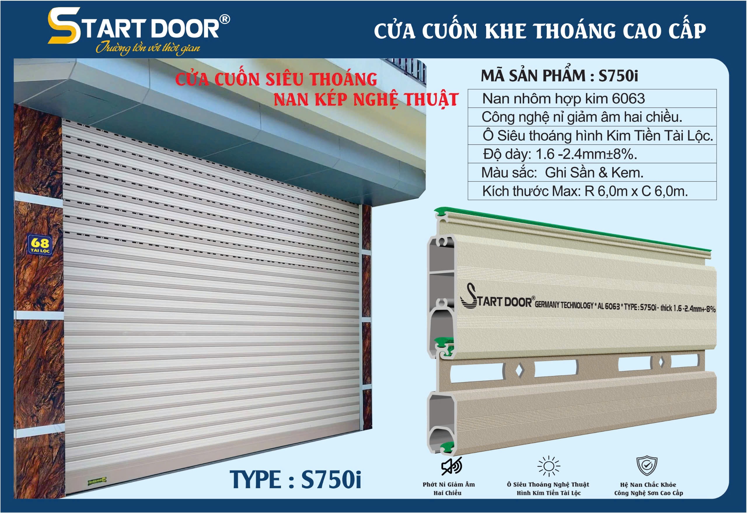 Cửa cuốn khe thoáng Startdoor S750VIP